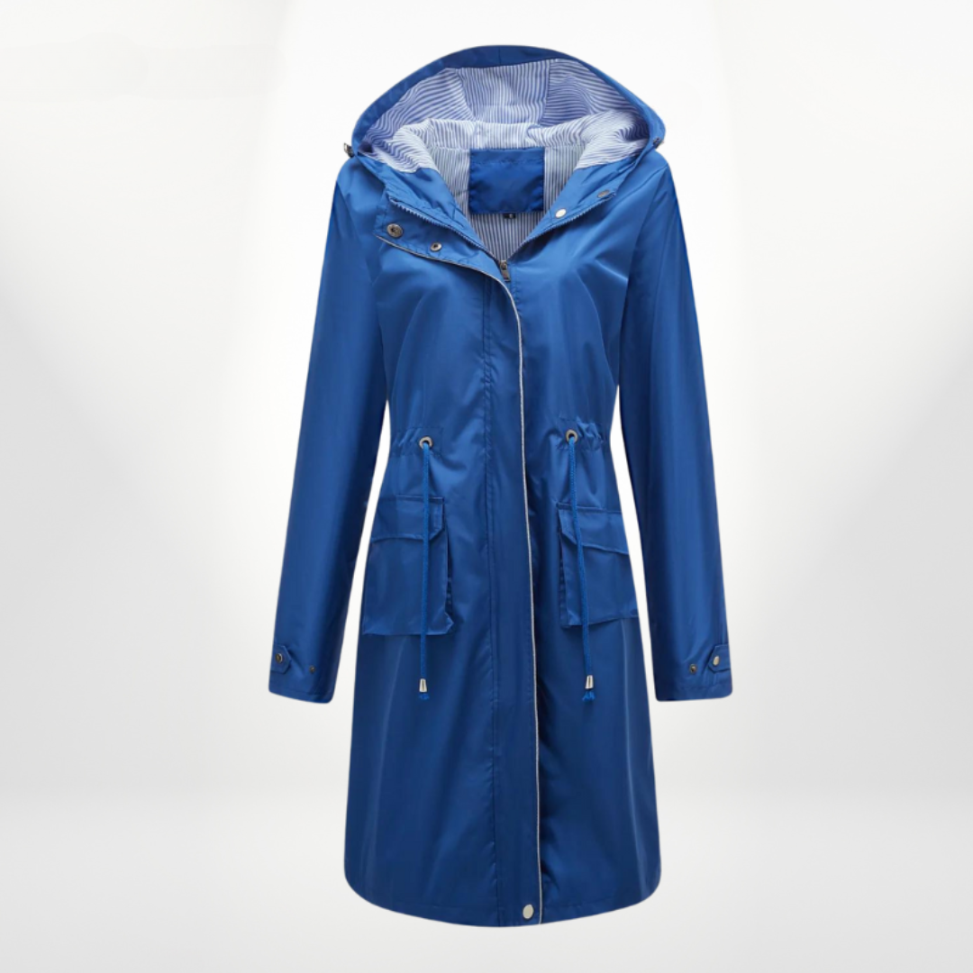 Lune London | Stylish waterproof trench coat for women with hood down to knee