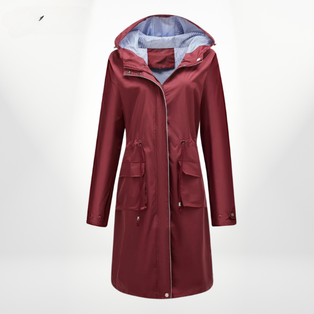 Lune London | Stylish waterproof trench coat for women with hood down to knee