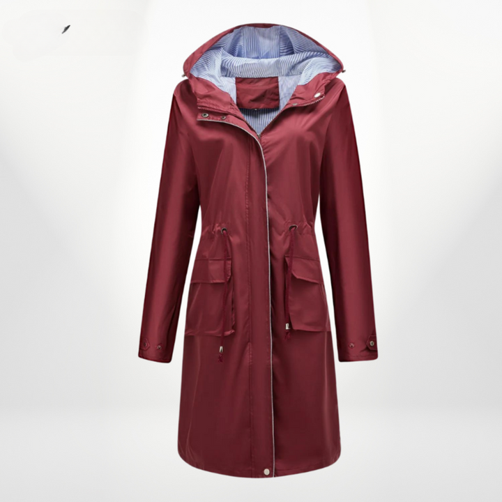 Lune London | Stylish waterproof trench coat for women with hood down to knee