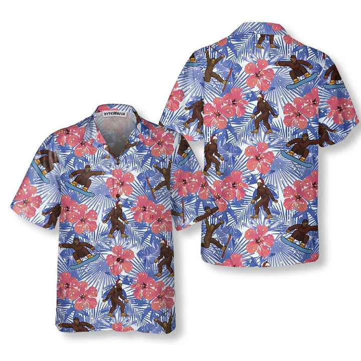 Lune London | Bigfoot tropical Christmas Hawaiian shirt, fun Christmas Bigfoot shirt, Christmas gift