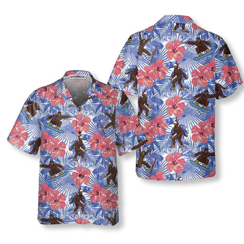 Amarae | Bigfoot tropical Christmas Hawaiian shirt, fun Christmas Bigfoot shirt, Christmas gift