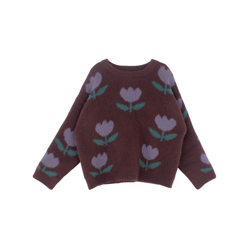 Lune London | Sweater for girls - Brown cotton comfortable and breathable