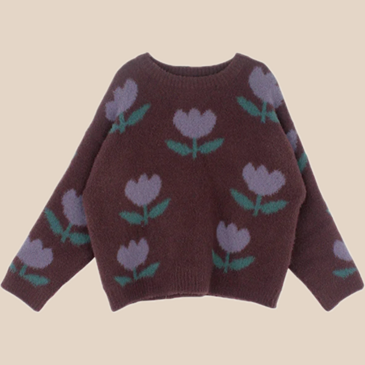 Lune London | Sweater for girls - Brown cotton comfortable and breathable