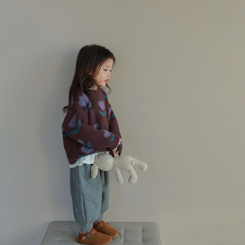 Lune London | Sweater for girls - Brown cotton comfortable and breathable