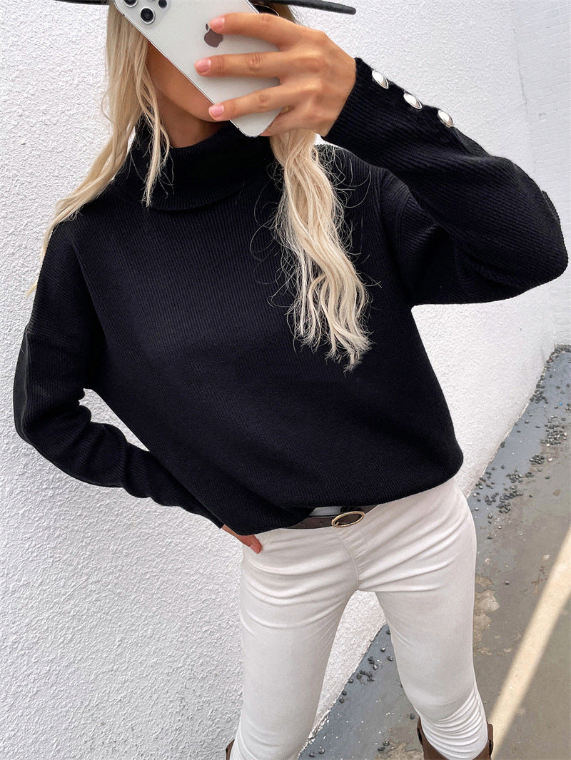 Lune London | Turtleneck Sweater - Winter Casual Fit With Button Sleeves
