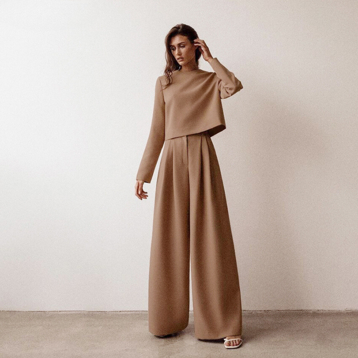 Lune London | Elegant Women's Two-Piece Set with Wide-Leg Pants
