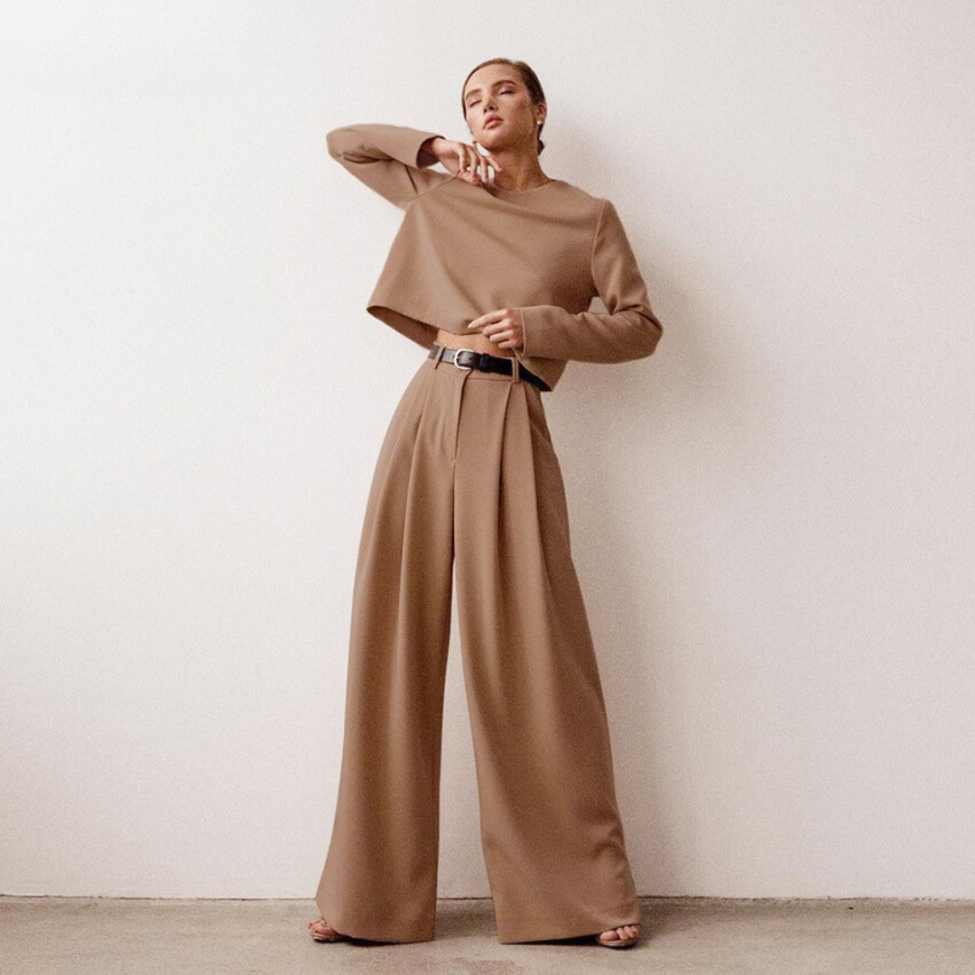 Lune London | Elegant Women's Two-Piece Set with Wide-Leg Pants