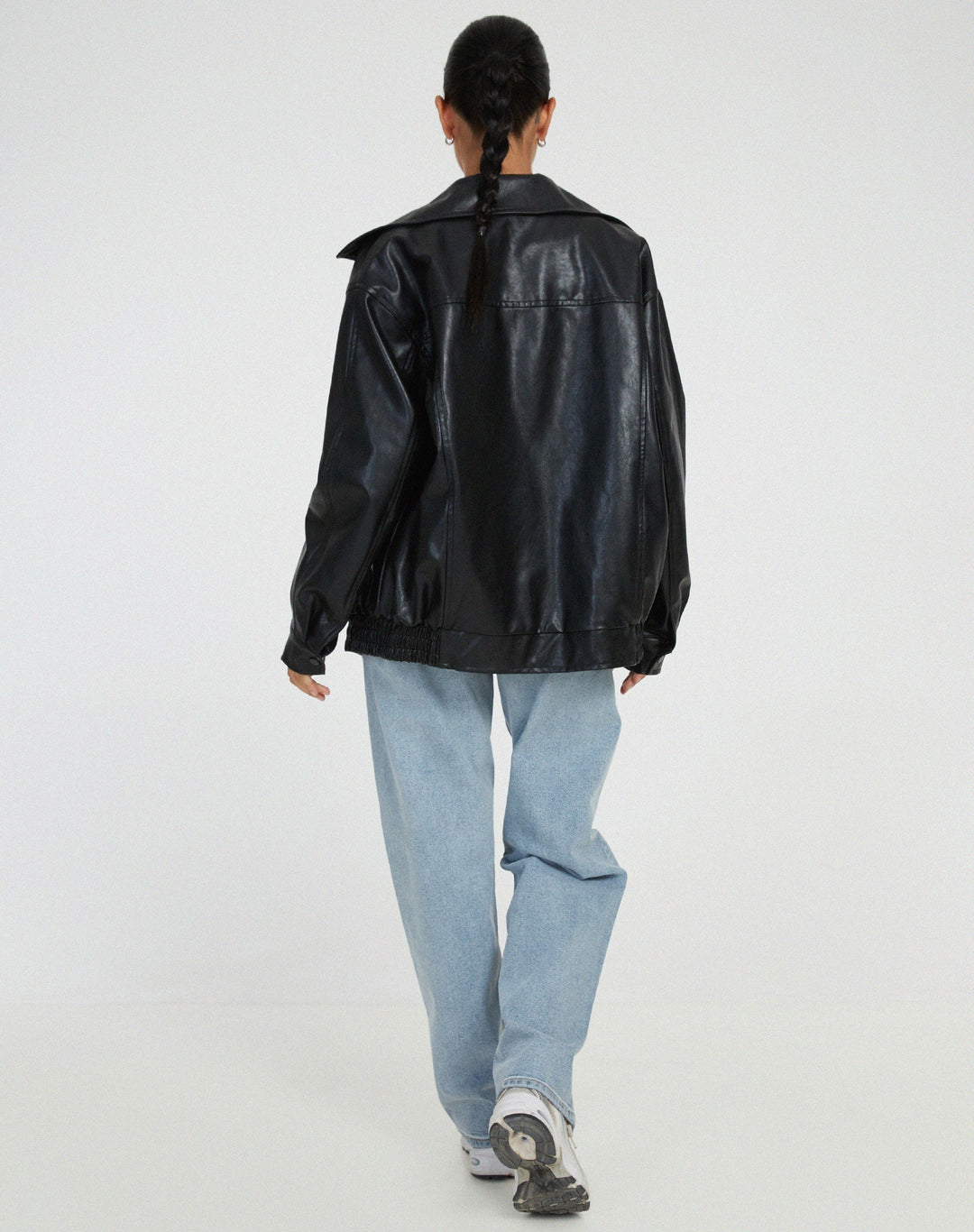 Lune London | Oversized Jacket Faux Leather Zipper Faux Leather Jacket Women's Jackets