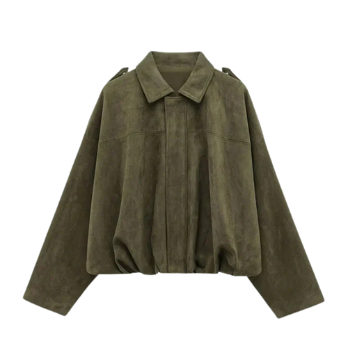 Amarae | Oversized Jacket - Soft Suede Lining - Fully Lined - Khaki