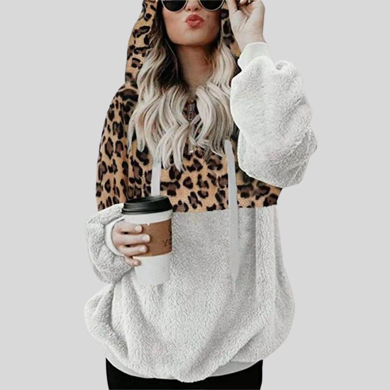 Lune London | Hoodie Oversized Fit Plush & Leopard Print Soft & Comfortable