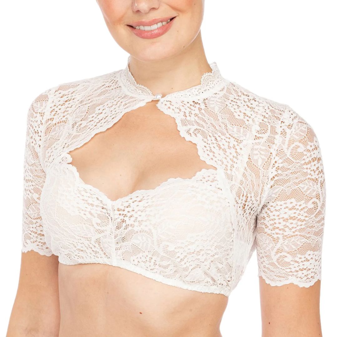 Amarae | Dirndl blouse with lace pattern and seductive neckline for Oktoberfest