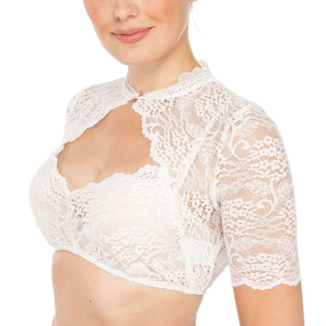 Amarae | Dirndl blouse with lace pattern and seductive neckline for Oktoberfest