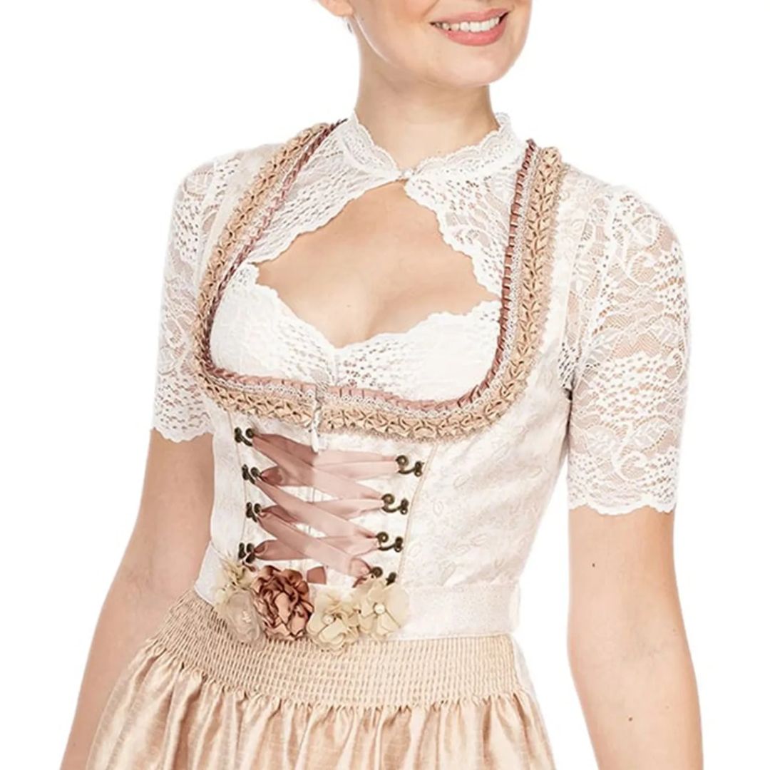Amarae | Dirndl blouse with lace pattern and seductive neckline for Oktoberfest