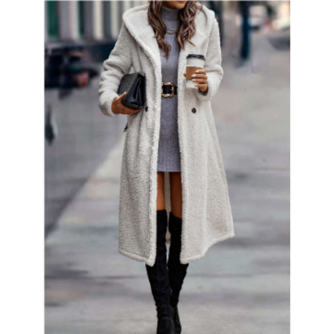Amarae | Coat - Loose Fit - Soft Acrylic Wool - Long - Classic Lapel - Double Button
