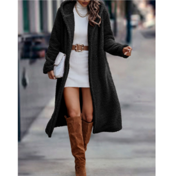 Amarae | Coat - Loose Fit - Soft Acrylic Wool - Long - Classic Lapel - Double Button