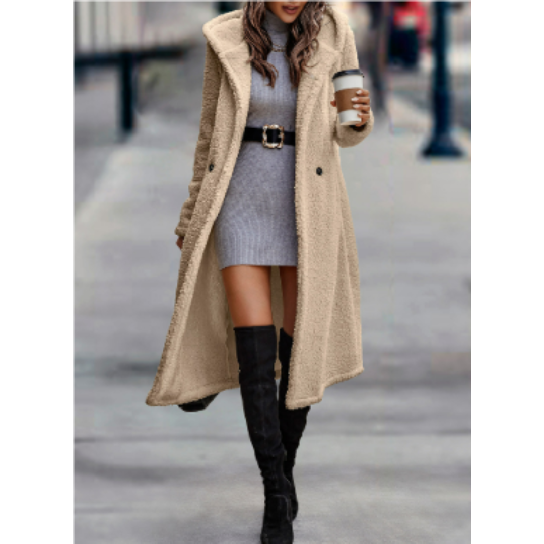 Amarae | Coat - Loose Fit - Soft Acrylic Wool - Long - Classic Lapel - Double Button