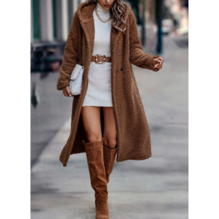 Amarae | Coat - Loose Fit - Soft Acrylic Wool - Long - Classic Lapel - Double Button