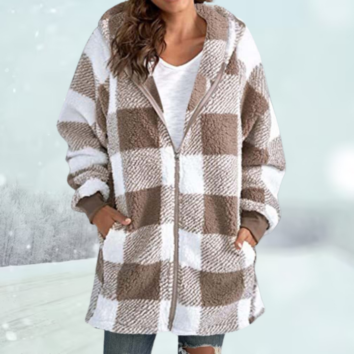 Amarae | Comfortable Checkered Jacket with Hood