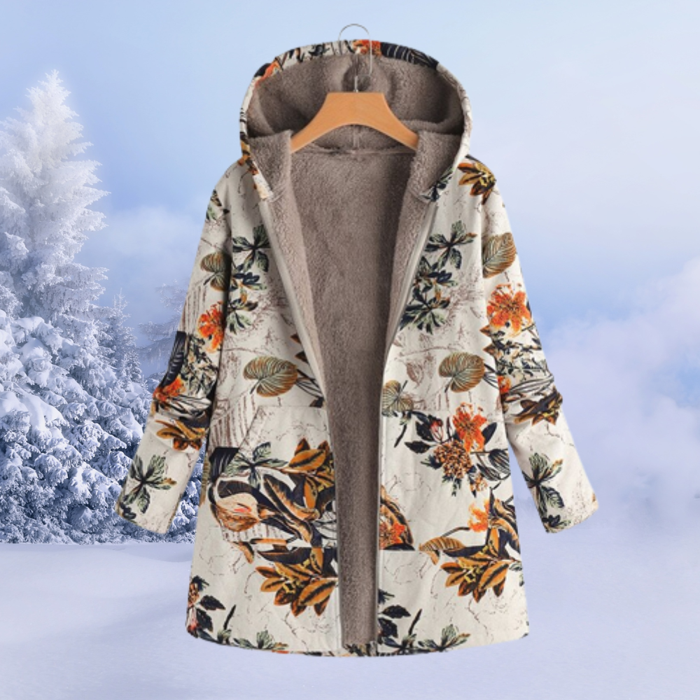 Lune London | Winter Jacket Women with Floral Pattern Warm