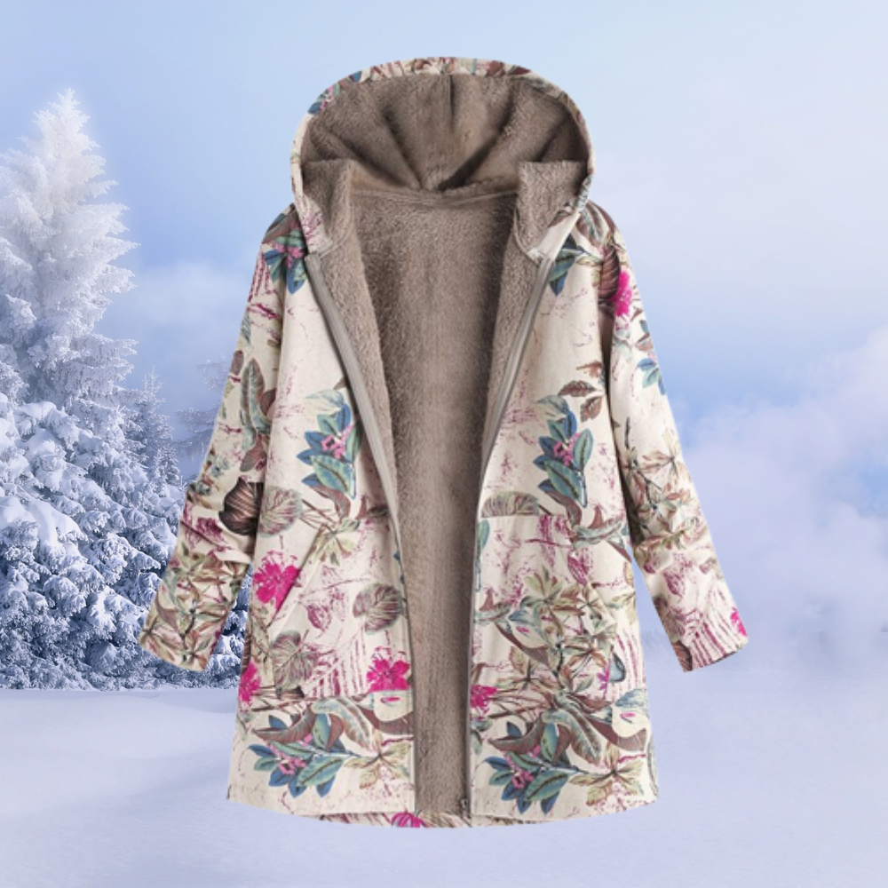 Lune London | Winter Jacket Women with Floral Pattern Warm