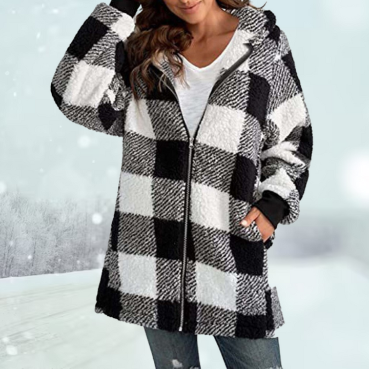 Amarae | Comfortable Checkered Jacket with Hood