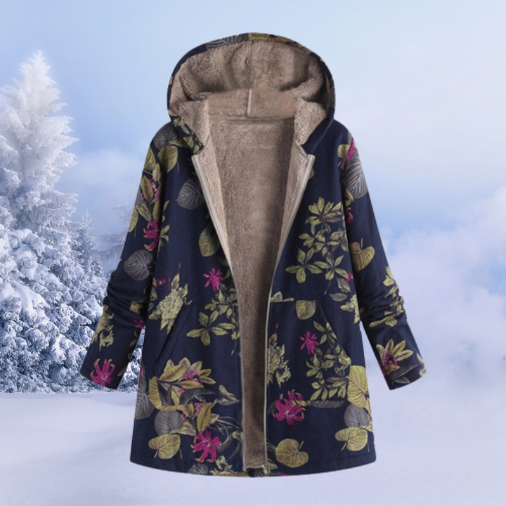 Lune London | Winter Jacket Women with Floral Pattern Warm