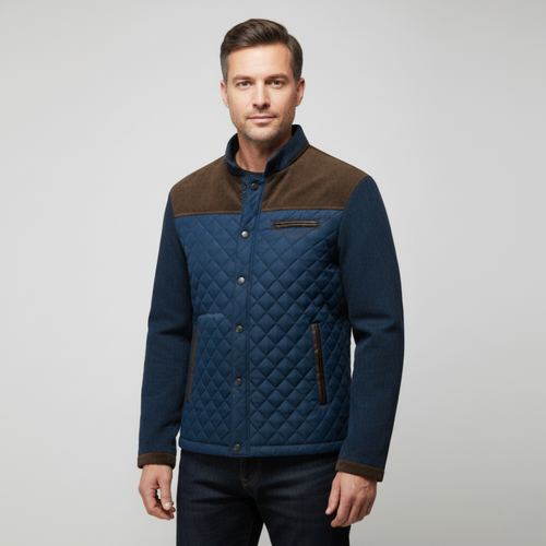 Amarae | Jacket - Quilted design - Regular fit - Suede elements - High collar