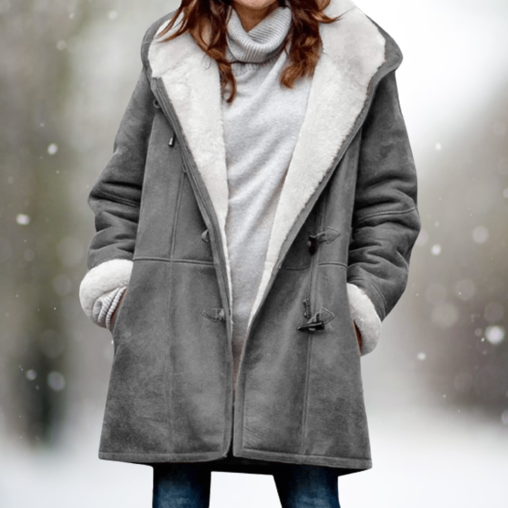 Lune London | High quality fleece suede jacket with mid-length hood