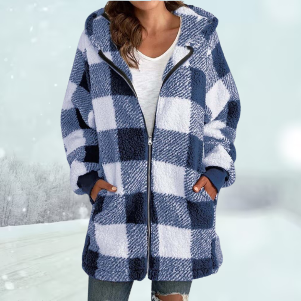 Amarae | Comfortable Checkered Jacket with Hood