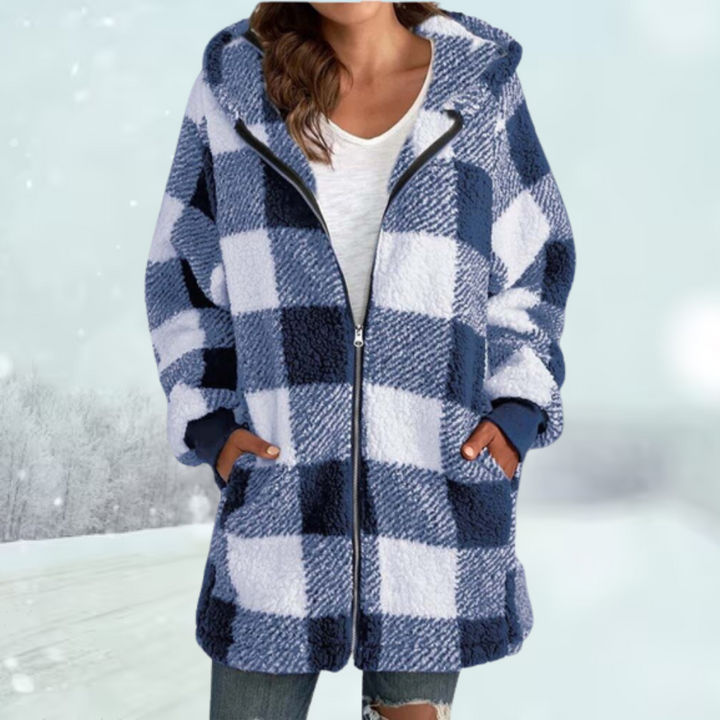 Amarae | Comfortable Checkered Jacket with Hood