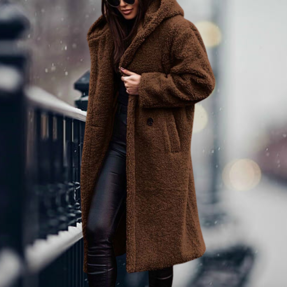 Lune London | Teddy Coat Long and with Hood Soft and Warm Relaxed Fit