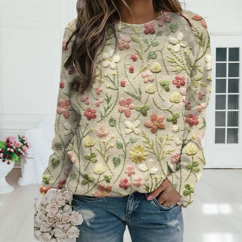 Amarae | Comfortable Knitted Women's Sweater with Floral Pattern