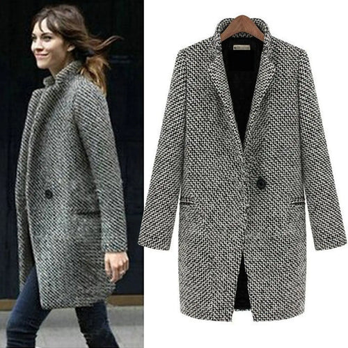 Amarae | Coat - Classic Houndstooth Pattern - Knee Length - Timeless Tailored Design
