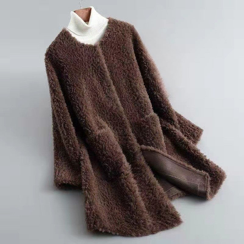 Amarae | Wool Blend Relaxed Fit Coat - With Patch Pockets Open Front Coat