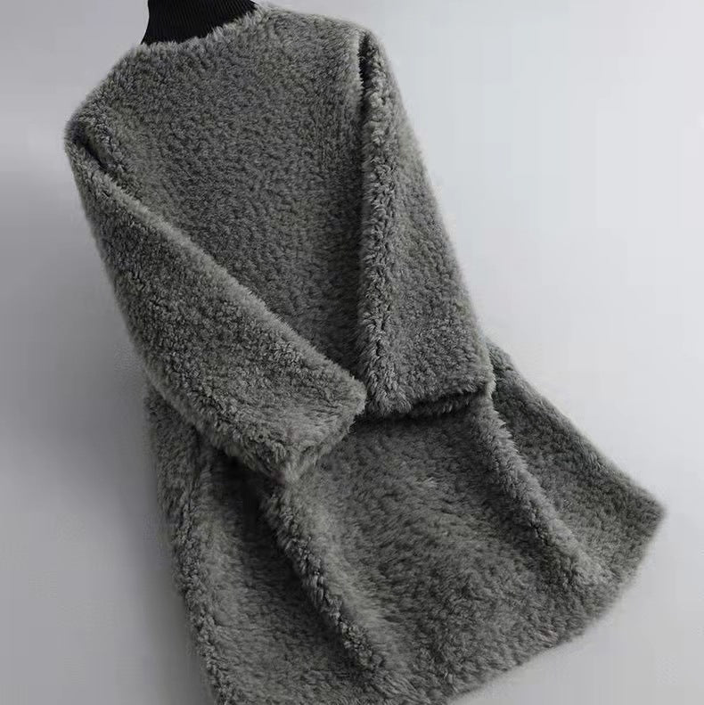 Amarae | Wool Blend Relaxed Fit Coat - With Patch Pockets Open Front Coat