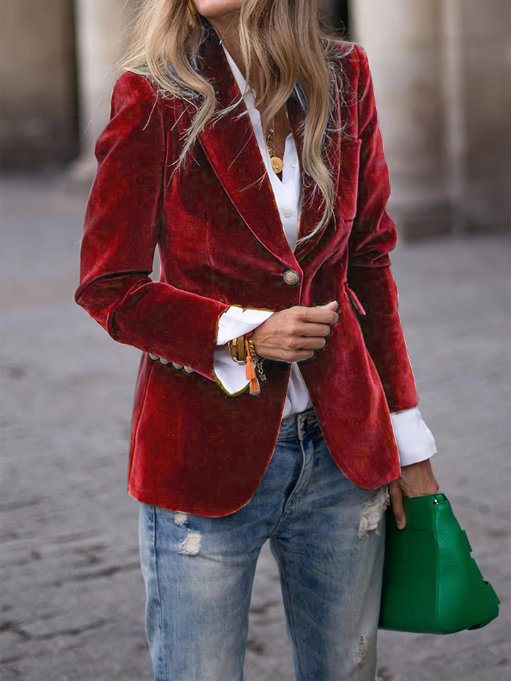 Lune London | Velvet Blazer for Women - Tailored Fit, Golden Button Accents