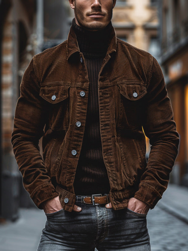 Amarae | Vintage Cord-Stretch-Work Jacket for Men - Loose Fit