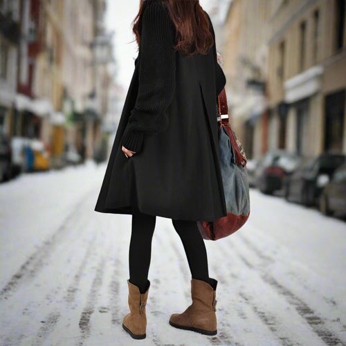 Amarae | Coat - Wool blend - Button closure - High collar - Cape silhouette - Knee length