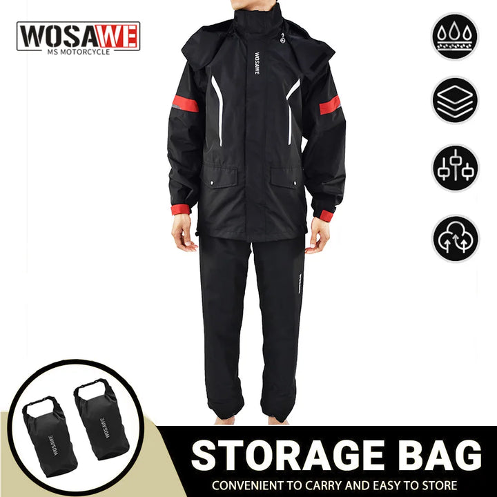 Amarae | Men's Waterproof Motorcycle Rain Jacket - Reflective Black/Green S-2XL