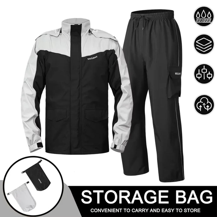 Amarae | Men's Waterproof Motorcycle Rain Jacket - Reflective Black/Green S-2XL