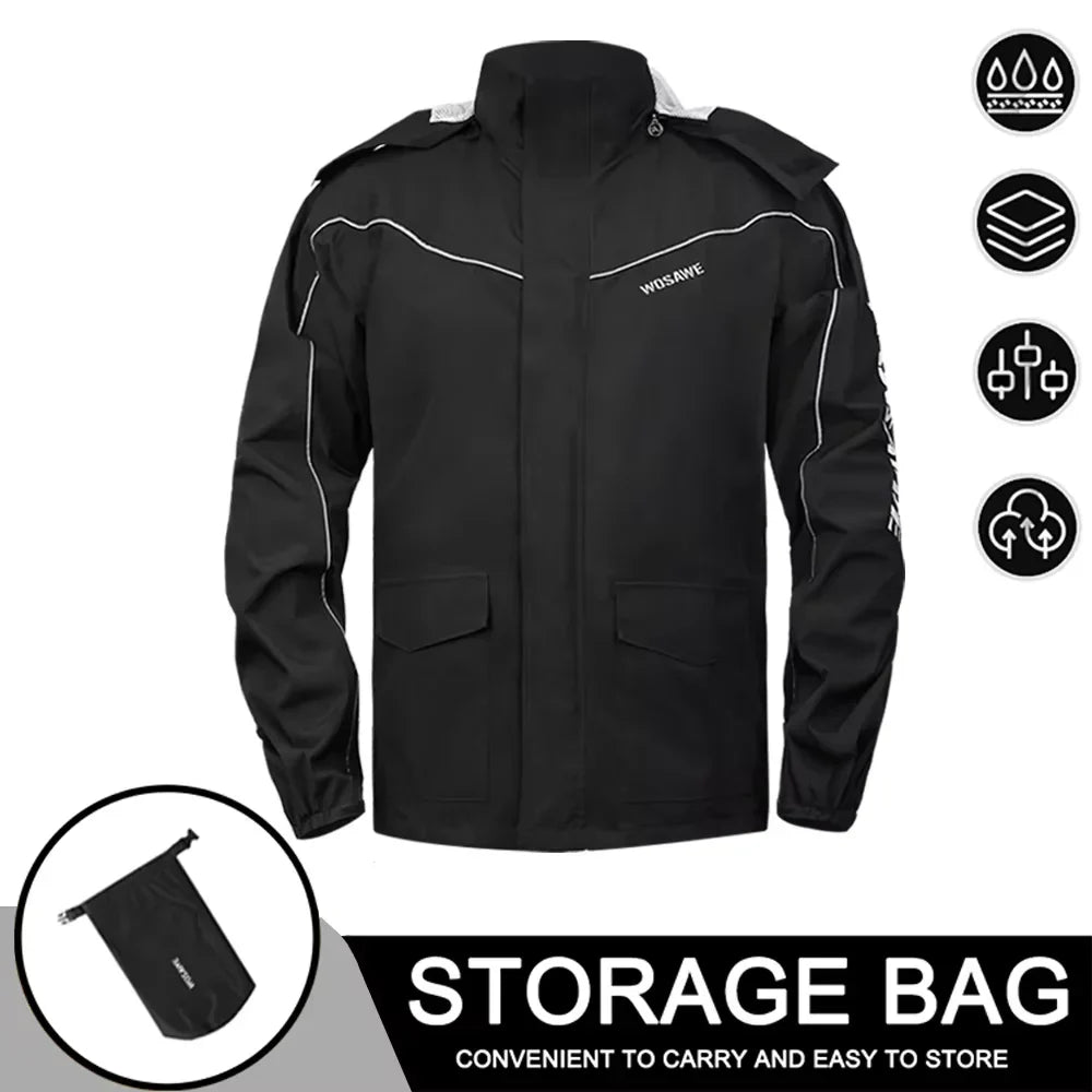 Amarae | Men's Waterproof Motorcycle Rain Jacket - Reflective Black/Green S-2XL