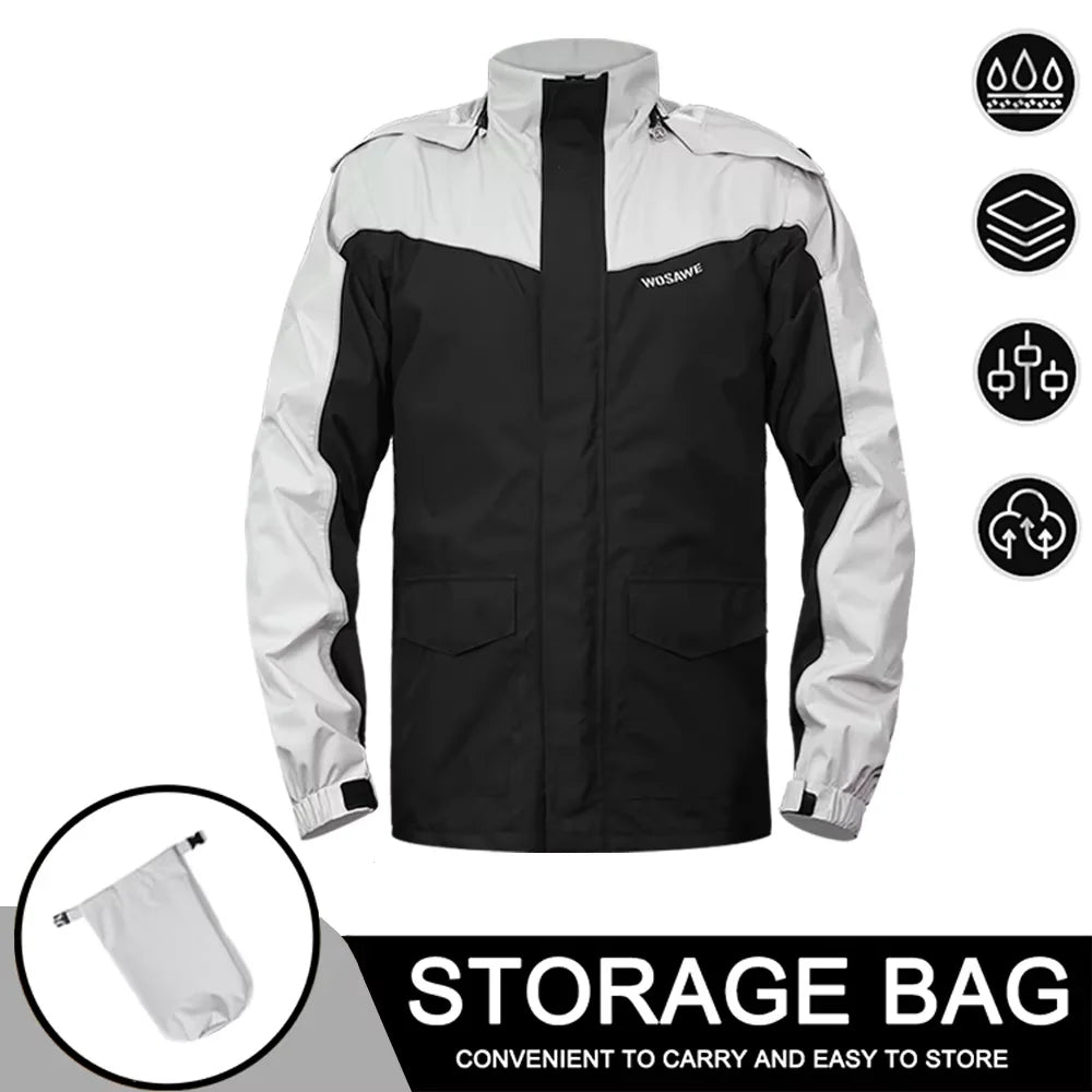 Amarae | Men's Waterproof Motorcycle Rain Jacket - Reflective Black/Green S-2XL