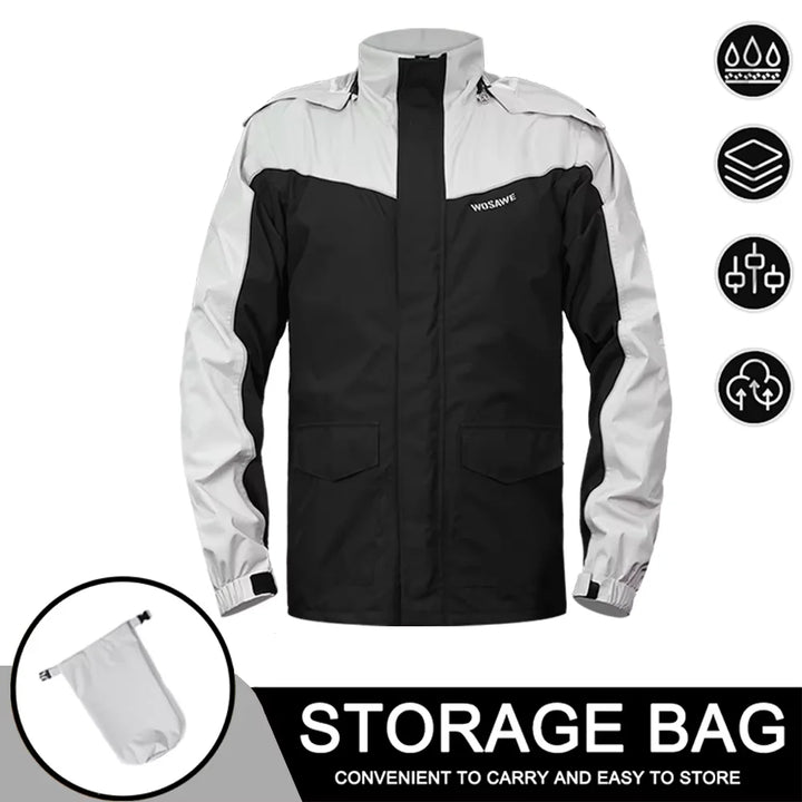 Amarae | Men's Waterproof Motorcycle Rain Jacket - Reflective Black/Green S-2XL