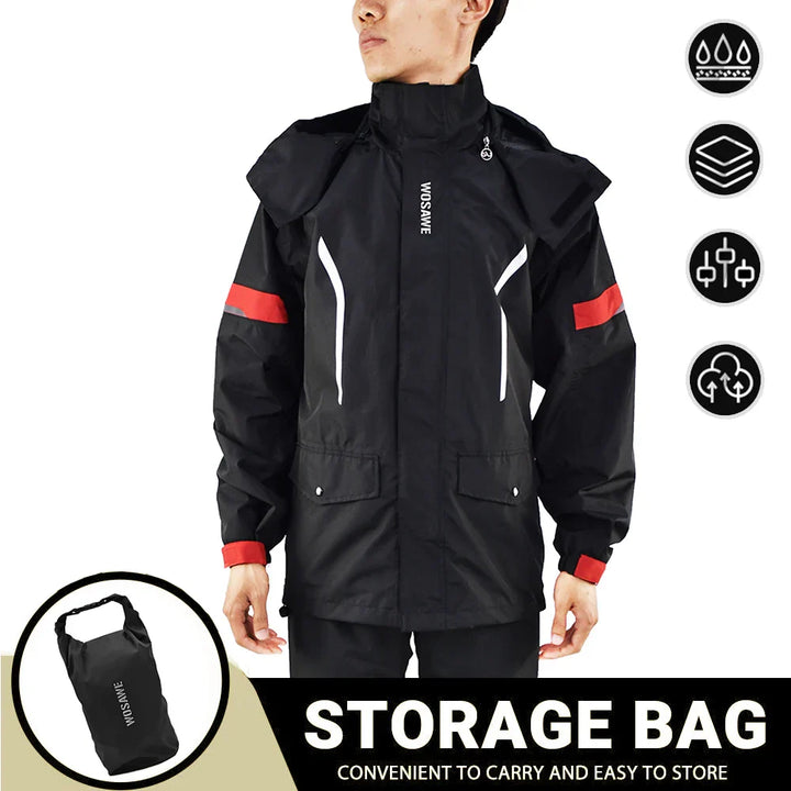 Amarae | Men's Waterproof Motorcycle Rain Jacket - Reflective Black/Green S-2XL