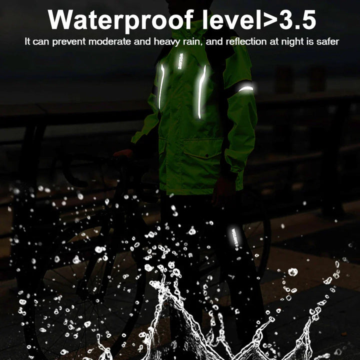 Amarae | Men's Waterproof Motorcycle Rain Jacket - Reflective Black/Green S-2XL