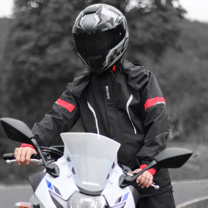Amarae | Men's Waterproof Motorcycle Rain Jacket - Reflective Black/Green S-2XL