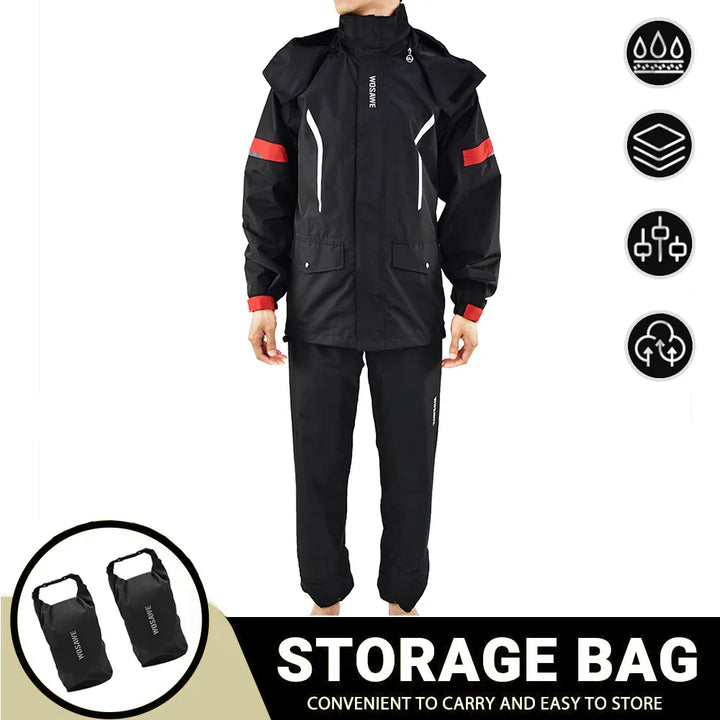 Amarae | Men's Waterproof Motorcycle Rain Jacket - Reflective Black/Green S-2XL