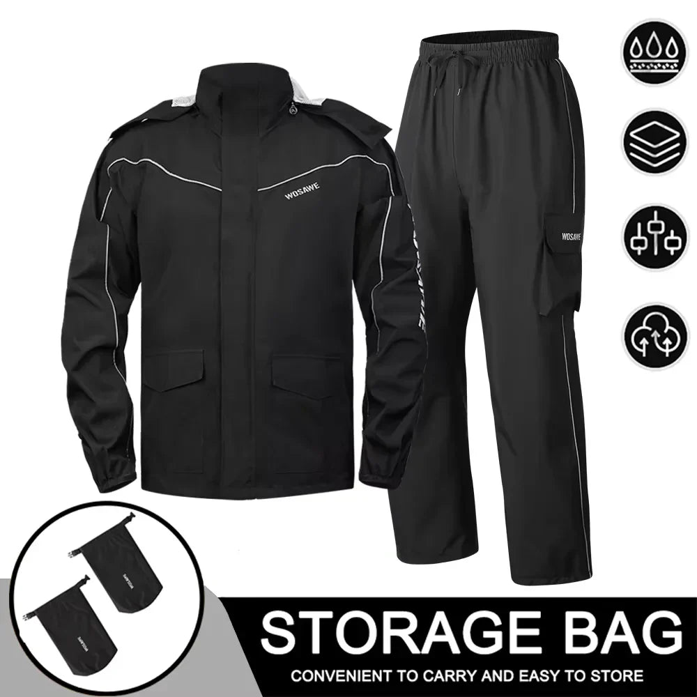Amarae | Men's Waterproof Motorcycle Rain Jacket - Reflective Black/Green S-2XL