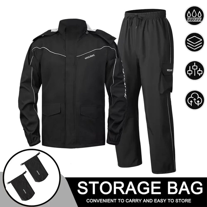 Amarae | Men's Waterproof Motorcycle Rain Jacket - Reflective Black/Green S-2XL
