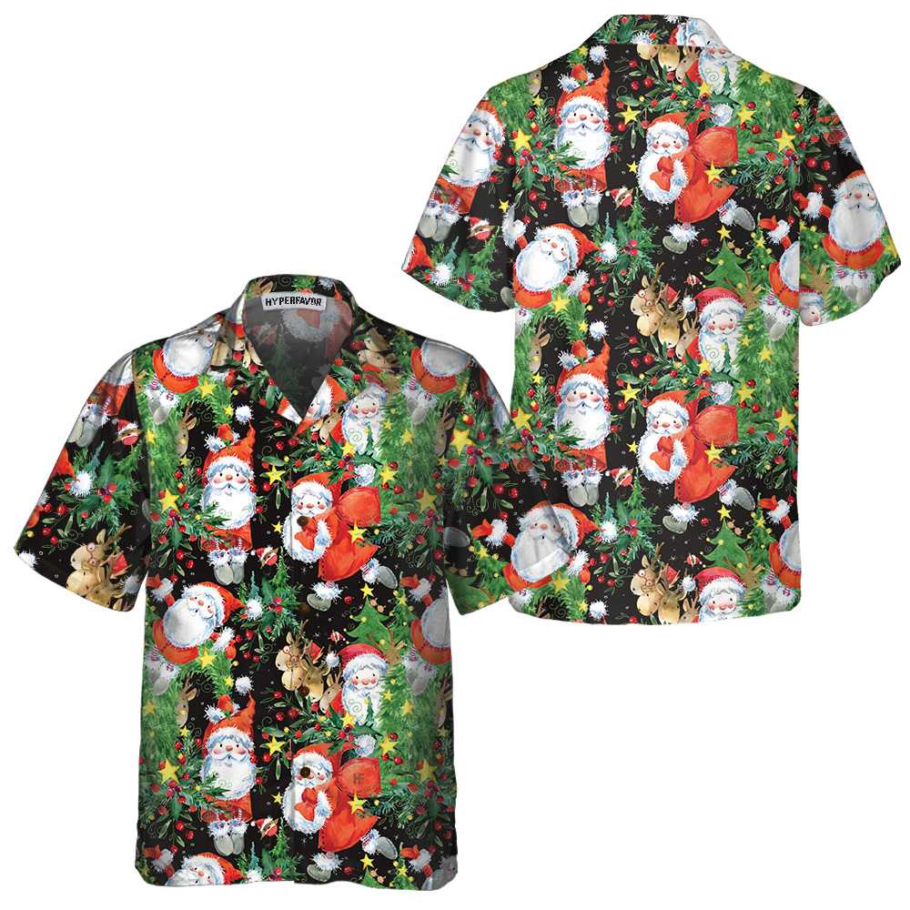 Lune London | Santa watercolor print Hawaiian shirt, fun Christmas shirt, Christmas gift